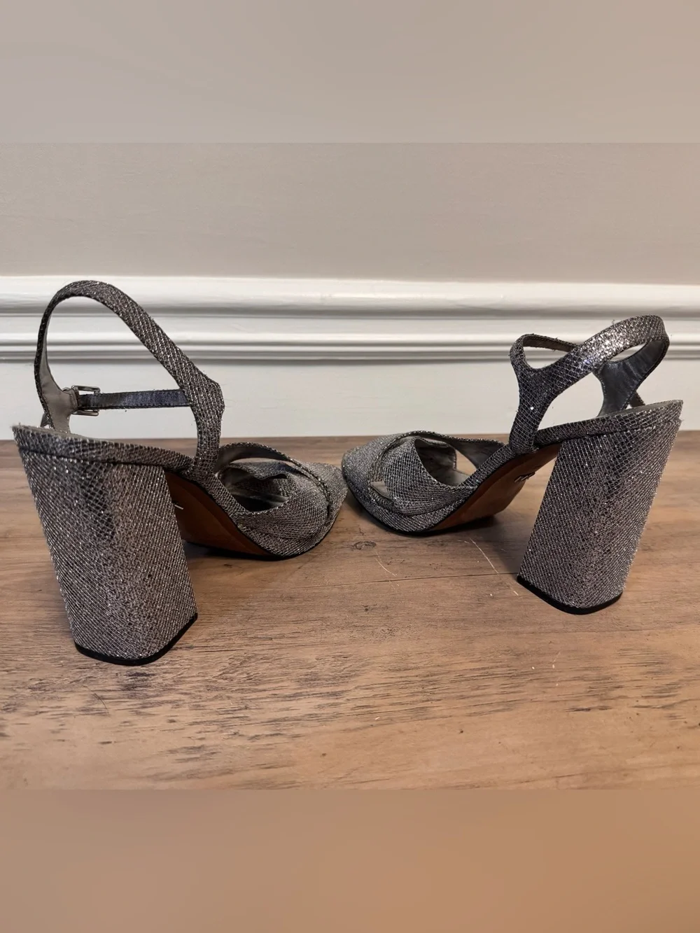 Michael Kors Gunmetal Cross-Strap Slingback Heels SZ 9